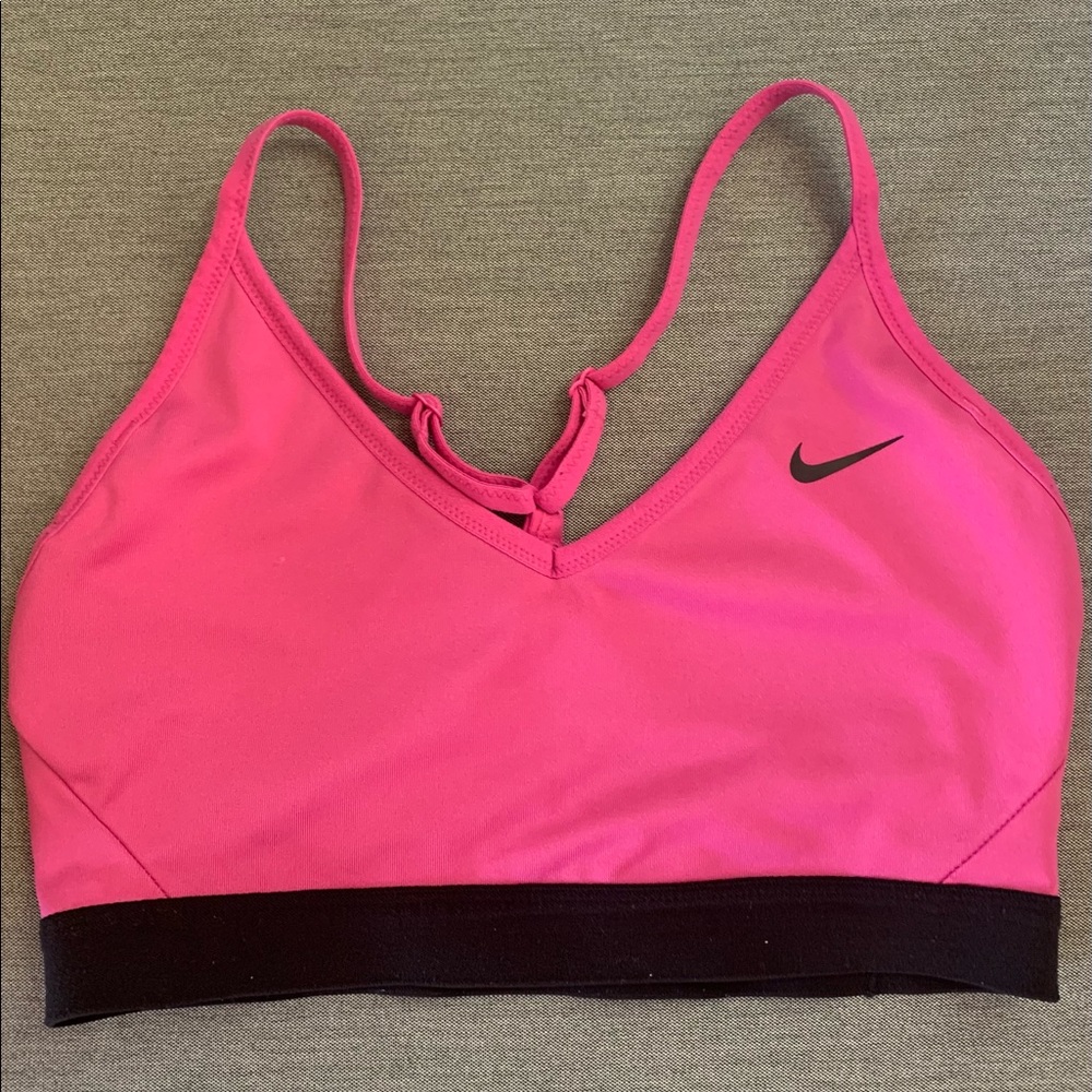 Nike Pink V-Neck Sports Bra | Size M